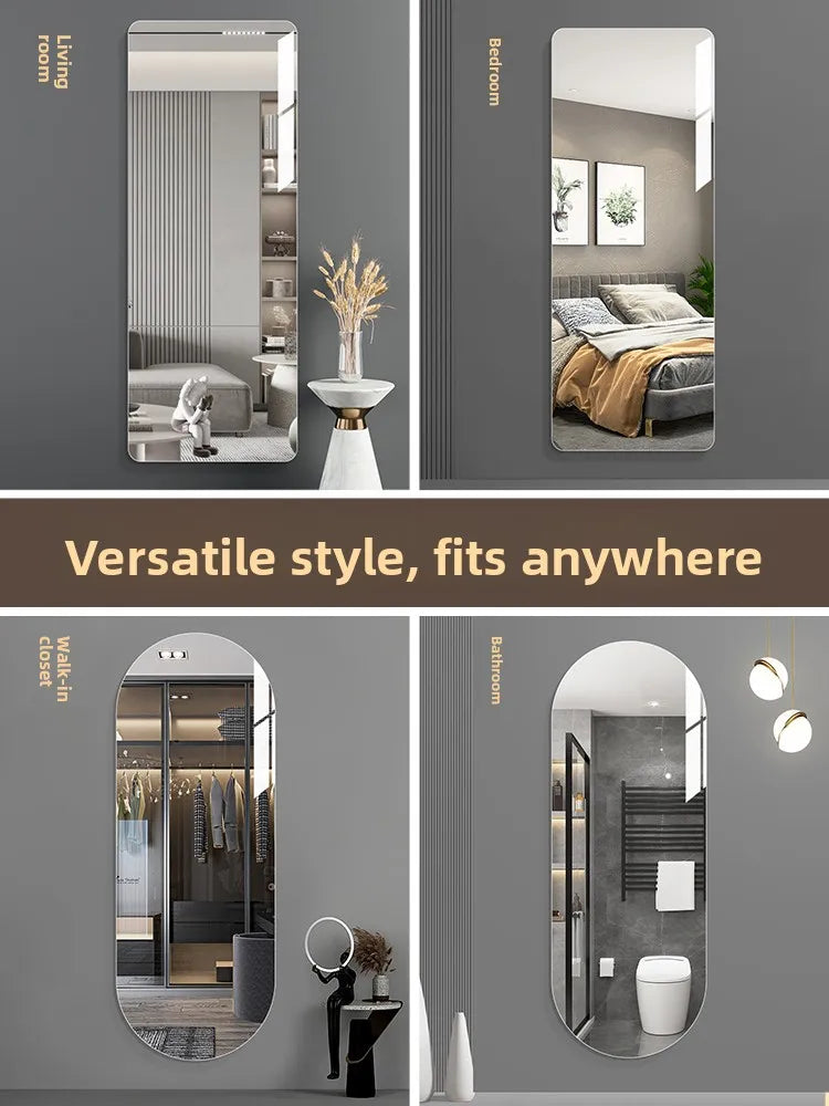 Acrylic Full Body Mirror Wall Stier Self Adhesive Bedroom Dormi Clothing Mirror eup Decorative Silver Mirror Surface