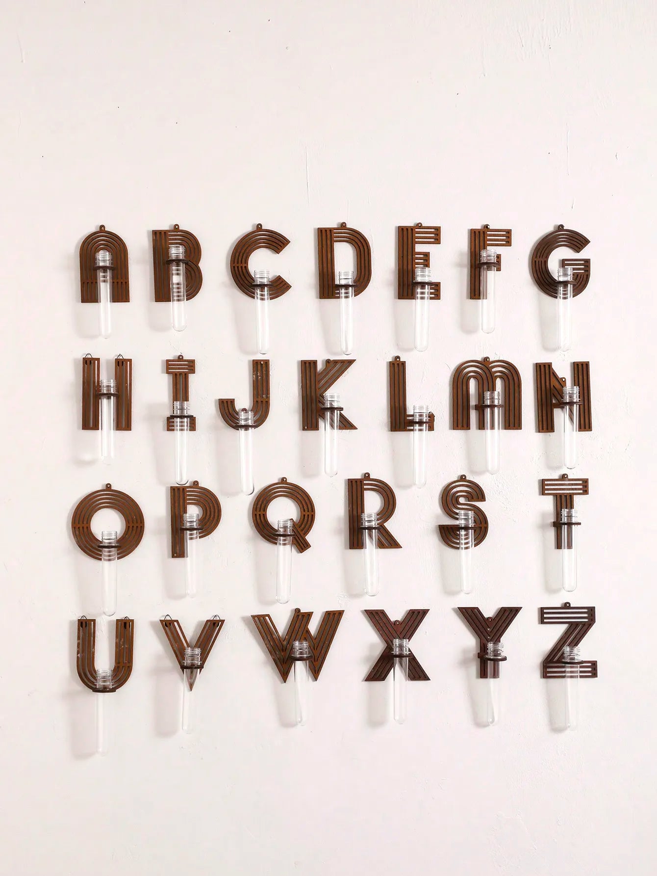 A-Z Alphabet Plant Propagation Stations ，With Wooden Stand，26styles DIY Plant Propagation Tubes， Plant Lover Hydroponics Decor