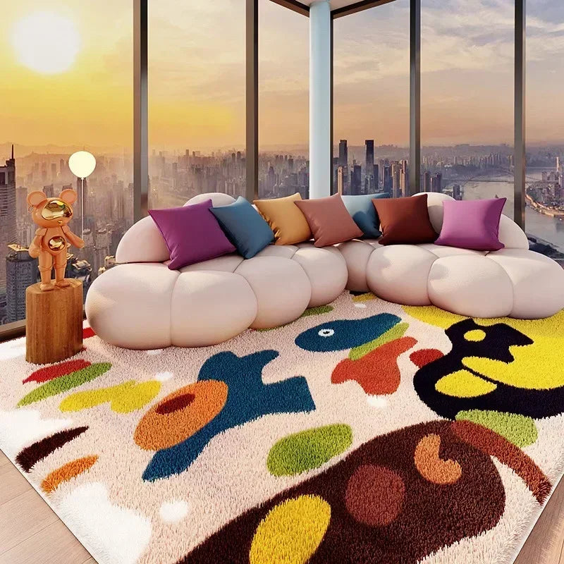 VIKAMA Carpet for Living Room Colorful Large Area Cartoon Bedroom Bedside Plush Rugs Cute IG Sofa Coffee Table Floor Mats
