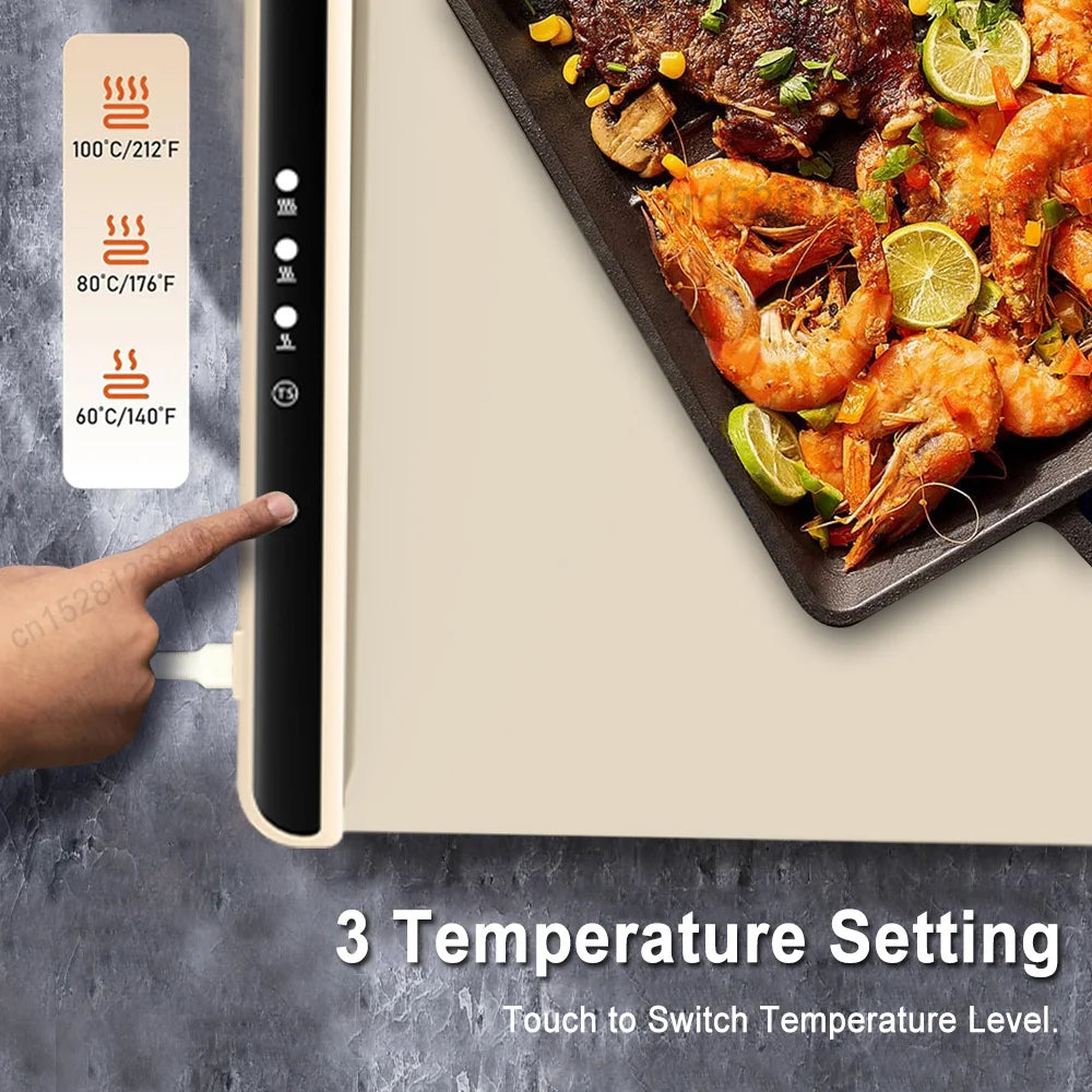Food Warmer Electric Warming Tray Foldable Food Warmer Plate Fast Heating Electric Food  Warming Pad Portable Food Warming Mat
