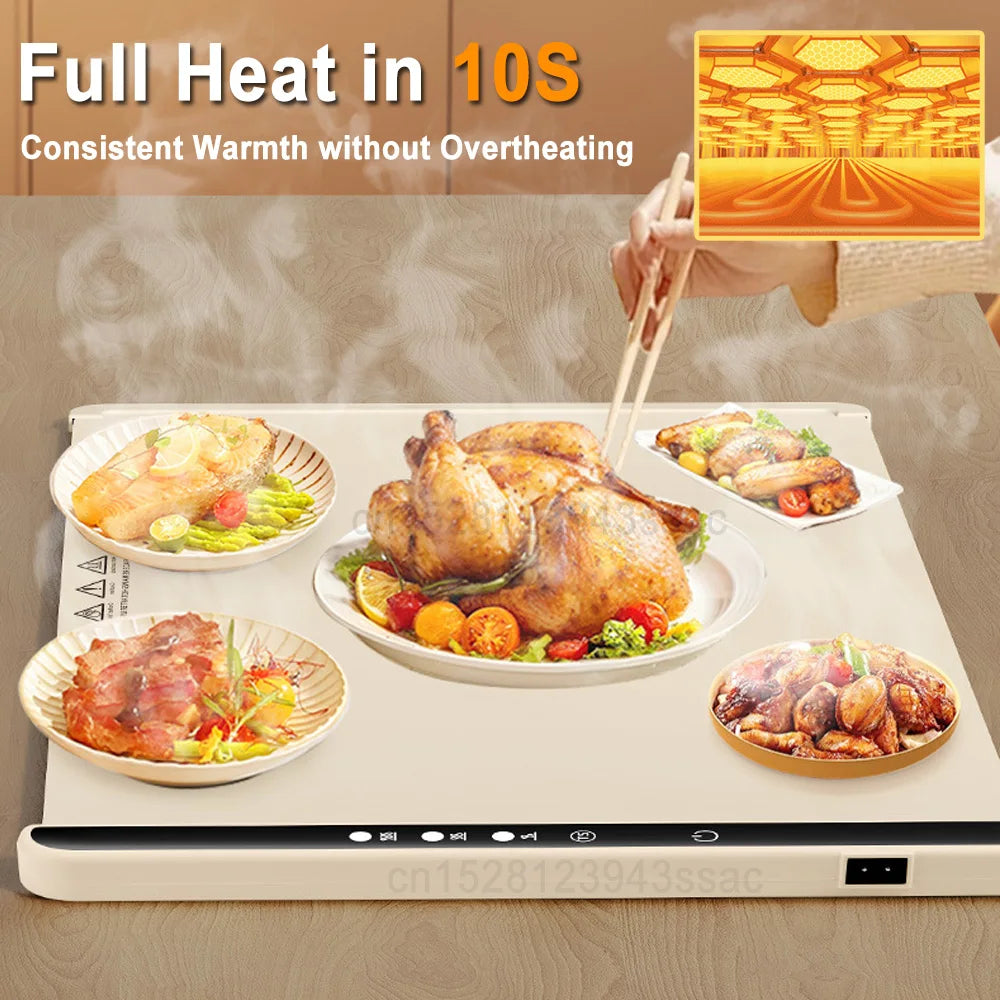 Food Warmer Electric Warming Tray Foldable Food Warmer Plate Fast Heating Electric Food  Warming Pad Portable Food Warming Mat