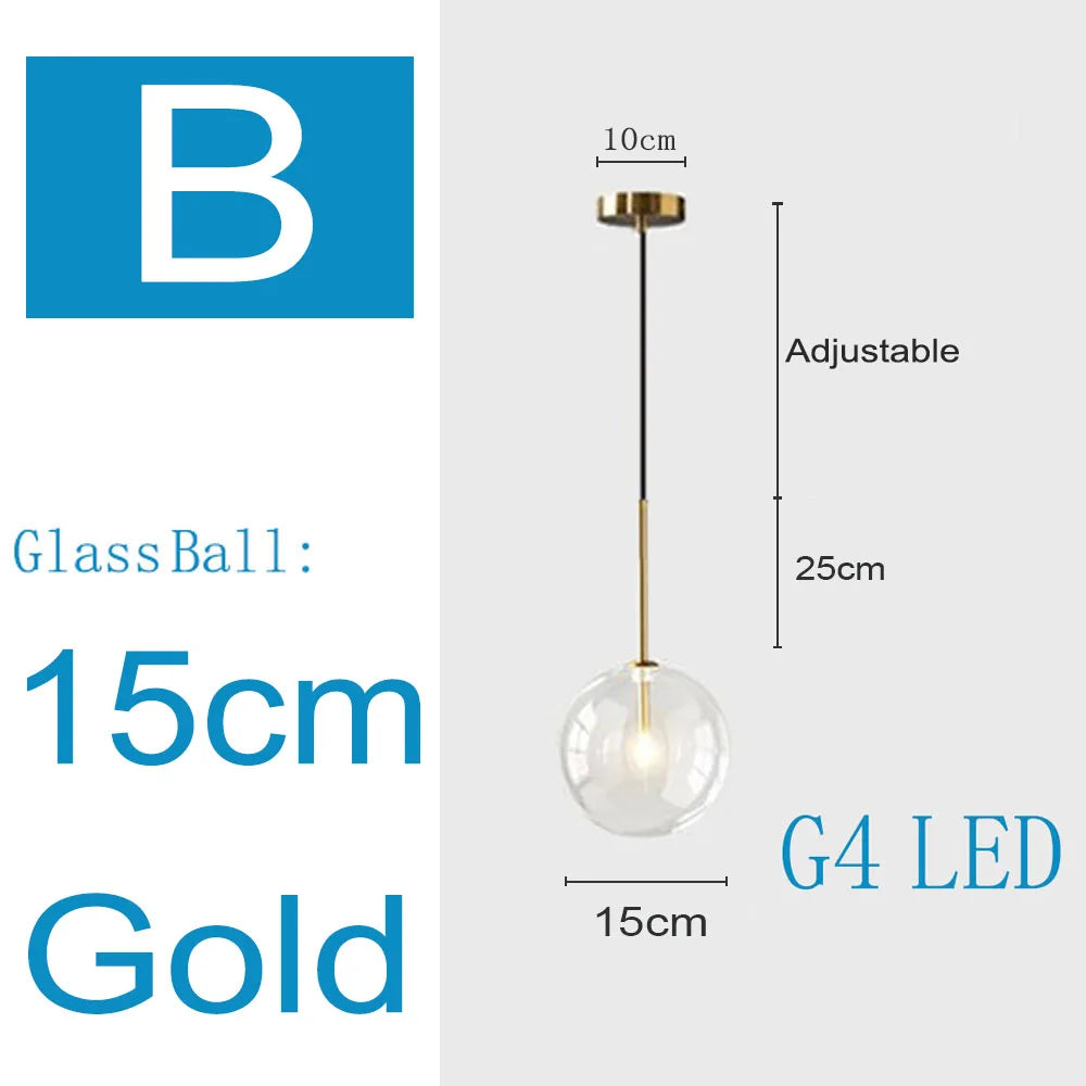 Nordic Pendant Lamps Clear Glass Modern Hanging Lights Bedroom Bedside Vintage Lustre for Kitchen Island Living Room Home Decor