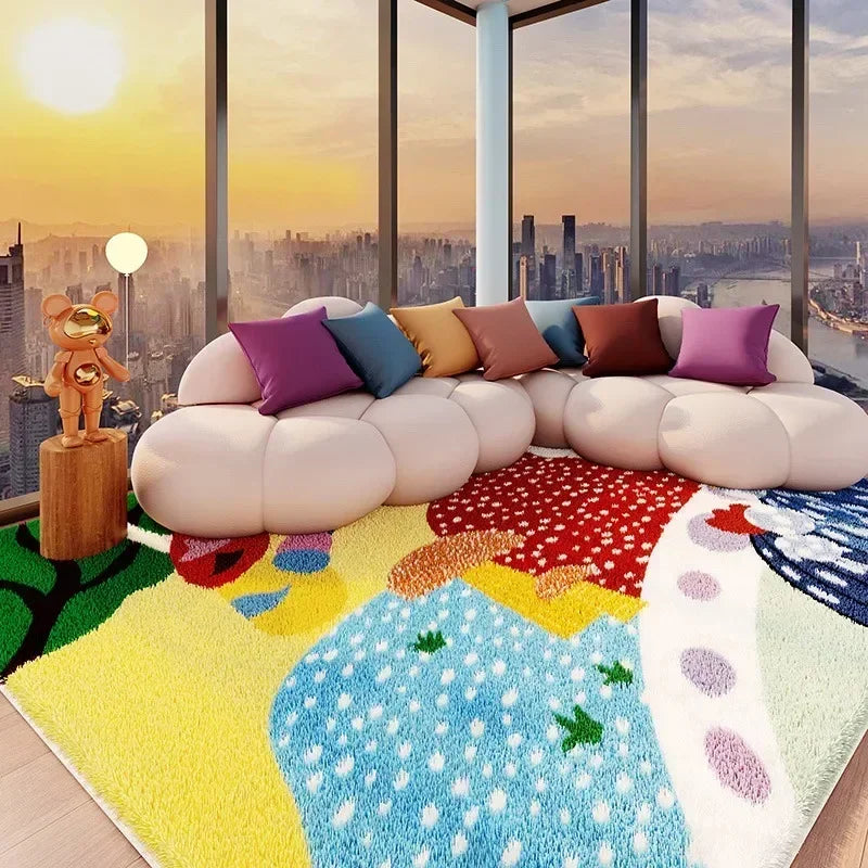 VIKAMA Carpet for Living Room Colorful Large Area Cartoon Bedroom Bedside Plush Rugs Cute IG Sofa Coffee Table Floor Mats
