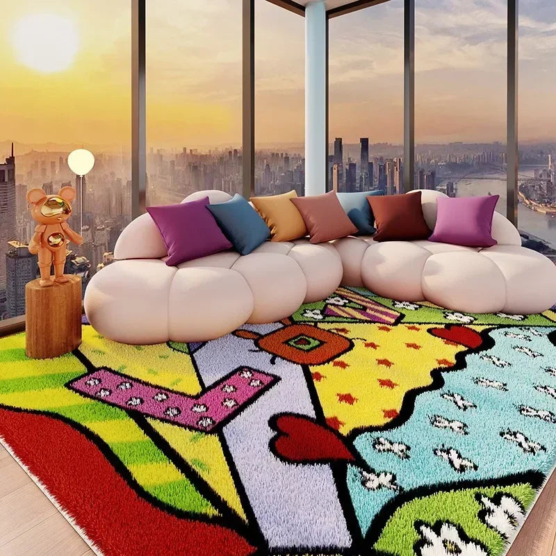 VIKAMA Carpet for Living Room Colorful Large Area Cartoon Bedroom Bedside Plush Rugs Cute IG Sofa Coffee Table Floor Mats