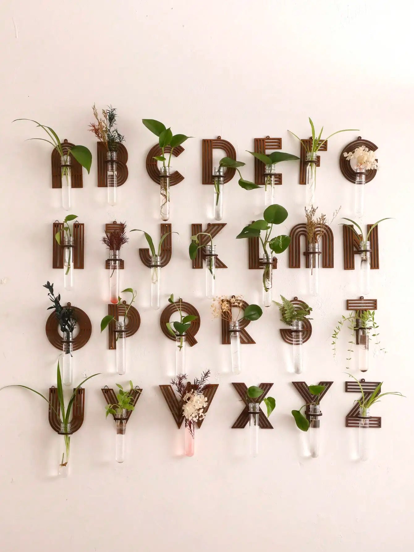 A-Z Alphabet Plant Propagation Stations ，With Wooden Stand，26styles DIY Plant Propagation Tubes， Plant Lover Hydroponics Decor