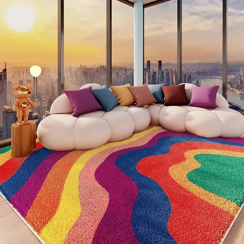 VIKAMA Carpet for Living Room Colorful Large Area Cartoon Bedroom Bedside Plush Rugs Cute IG Sofa Coffee Table Floor Mats