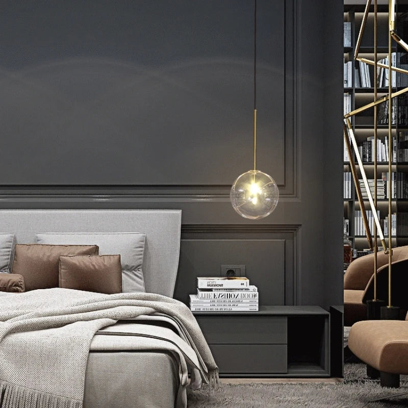 Nordic Pendant Lamps Clear Glass Modern Hanging Lights Bedroom Bedside Vintage Lustre for Kitchen Island Living Room Home Decor