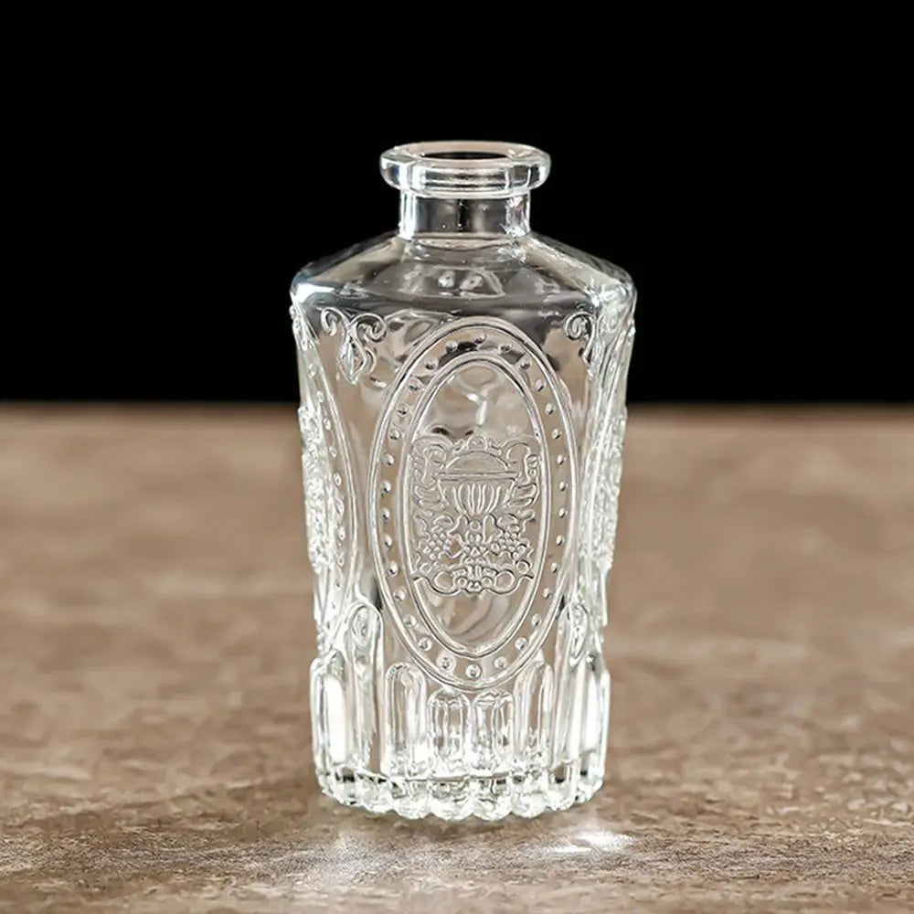 Vintage Relief Vase INS Mini Glass Vase Transparent Hydroponic Plant Vase Desktop Ornaments Wedding Party Supplies Home Decor