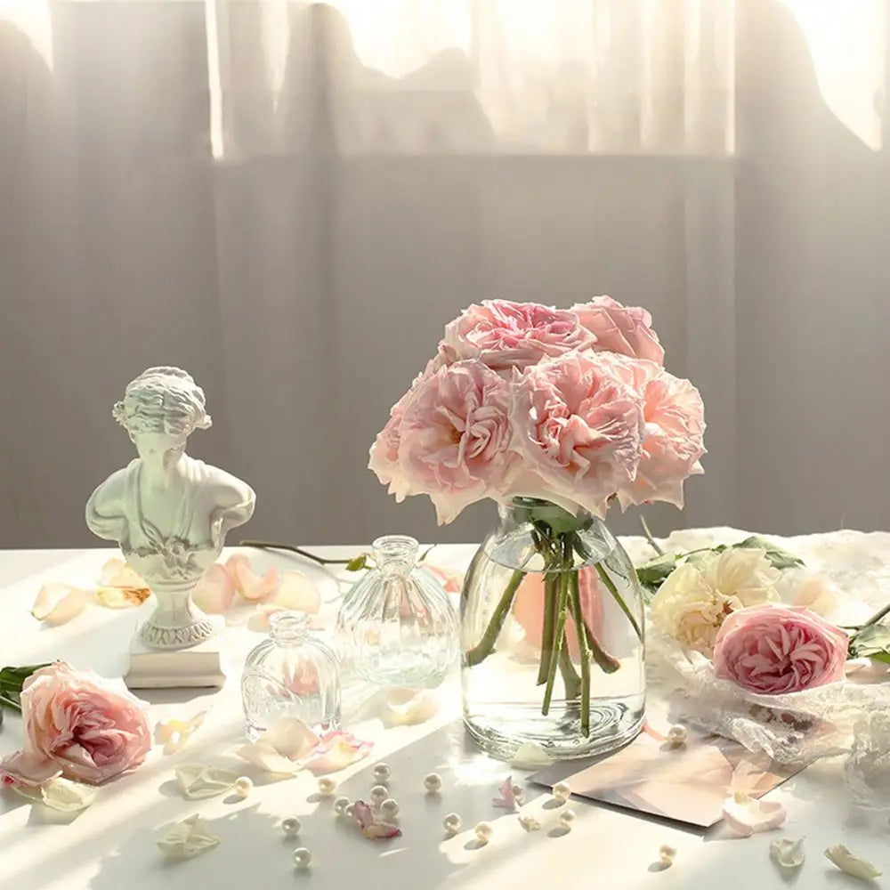 Vintage Relief Vase INS Mini Glass Vase Transparent Hydroponic Plant Vase Desktop Ornaments Wedding Party Supplies Home Decor