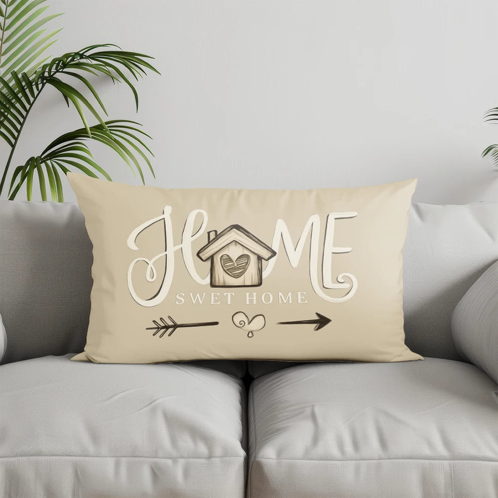 Home Decor Home Sweet Home Throw Pillow Suitable For Sofa Bedroom Car Pillow Cover Cushion Rectangular Back Cushion