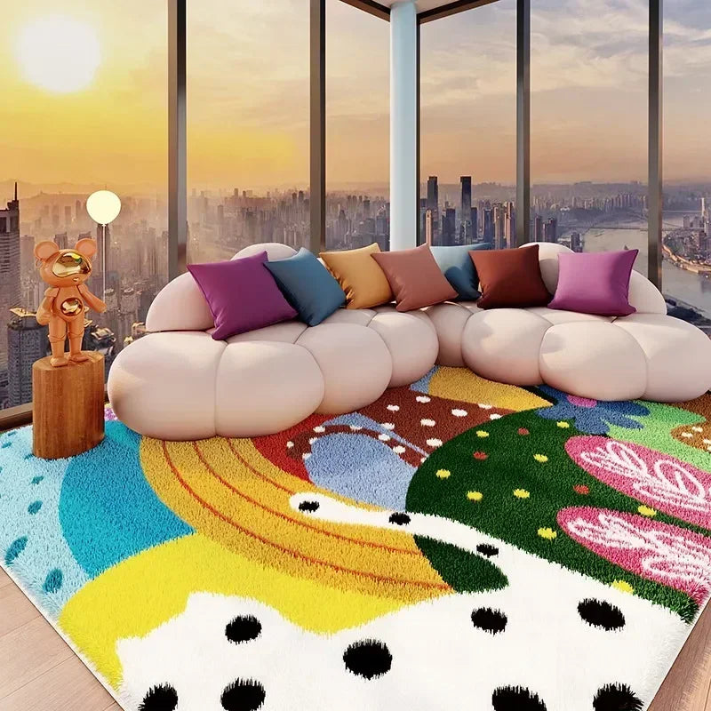 VIKAMA Carpet for Living Room Colorful Large Area Cartoon Bedroom Bedside Plush Rugs Cute IG Sofa Coffee Table Floor Mats