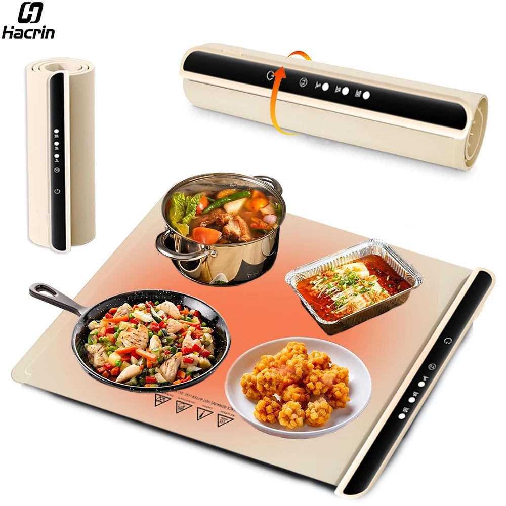 Food Warmer Electric Warming Tray Foldable Food Warmer Plate Fast Heating Electric Food  Warming Pad Portable Food Warming Mat