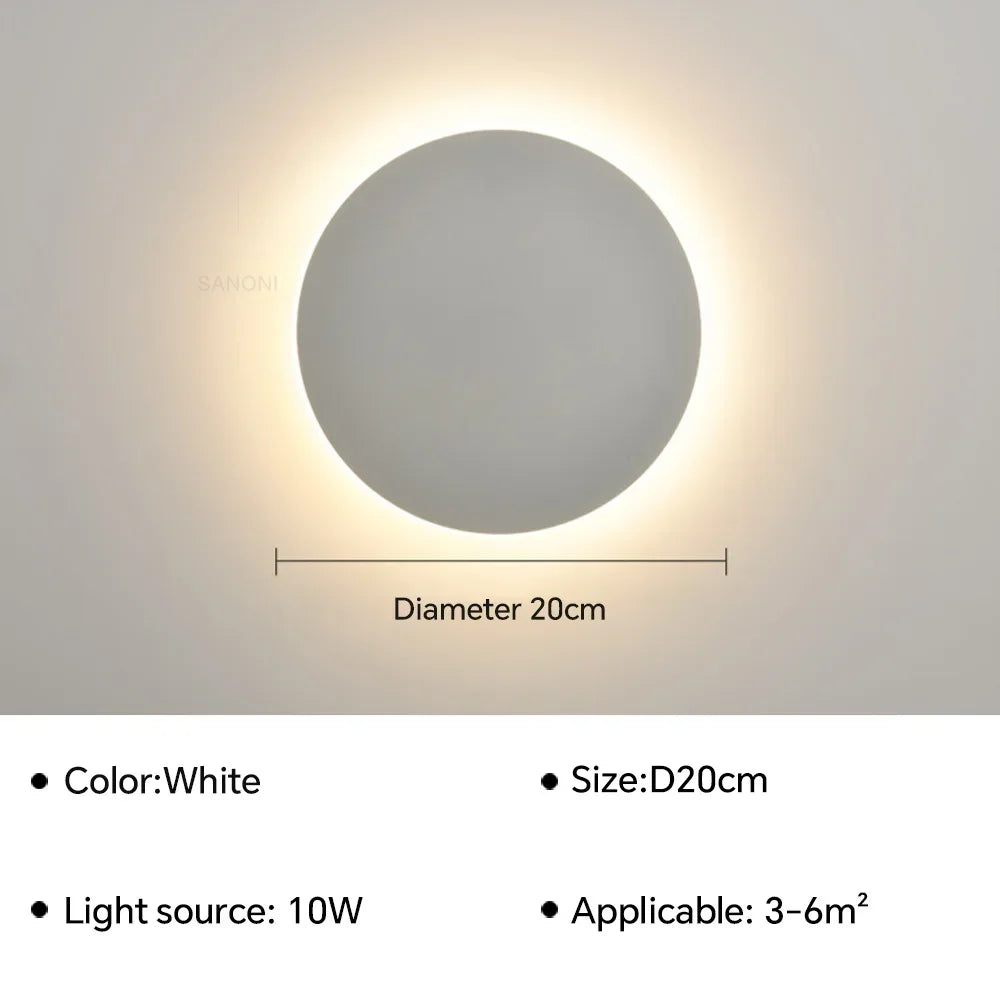 LED Round Wall Lamps Lighting Touch Switch Porch Sensor Interior Modern Minimalist Style Bedroom Stair Background Wall Sconces