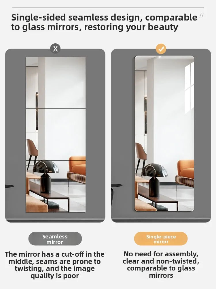 Acrylic Full Body Mirror Wall Stier Self Adhesive Bedroom Dormi Clothing Mirror eup Decorative Silver Mirror Surface
