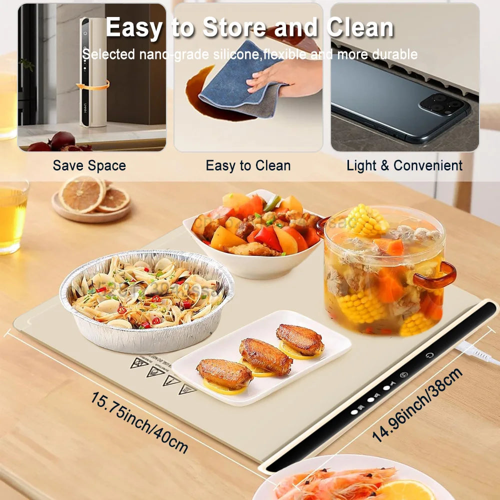 Food Warmer Electric Warming Tray Foldable Food Warmer Plate Fast Heating Electric Food  Warming Pad Portable Food Warming Mat