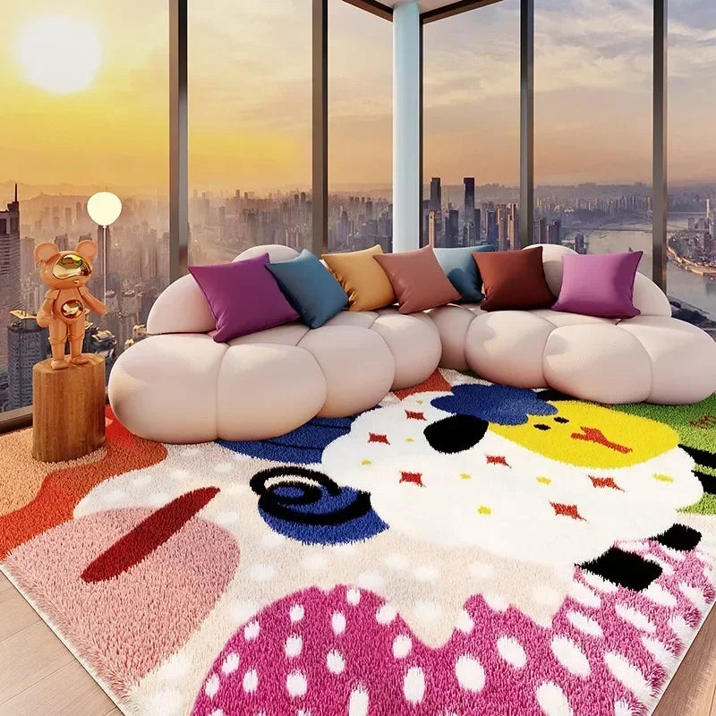 VIKAMA Carpet for Living Room Colorful Large Area Cartoon Bedroom Bedside Plush Rugs Cute IG Sofa Coffee Table Floor Mats