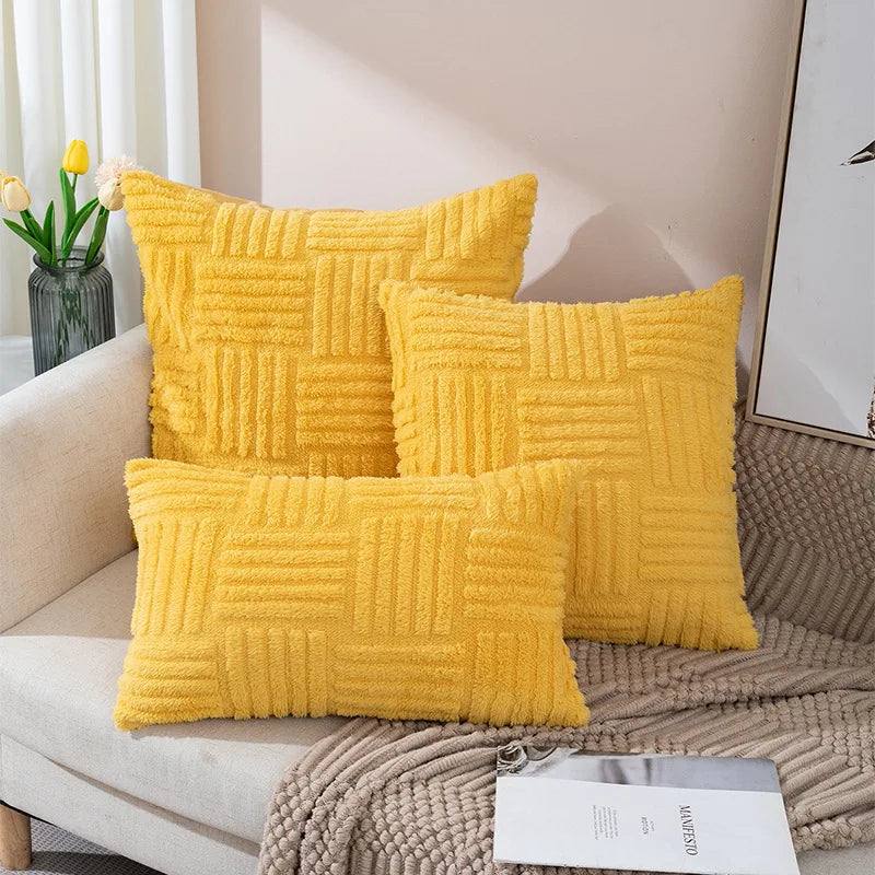 Plush Cushion Cover 45x45cm Decorative Pillows for Sofa Living Room Geometric Pillow Cover Square Ornamental Pillow Home Decor